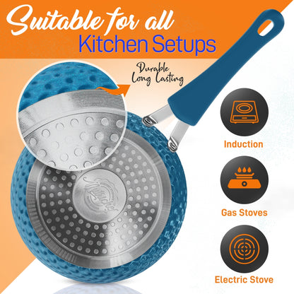 11 Pc Non-Stick Cookware Set, Even Heat Ceramic Coating, Royal Blue