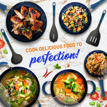 11 Pc Non-Stick Cookware Set, Even Heat Ceramic Coating, Royal Blue