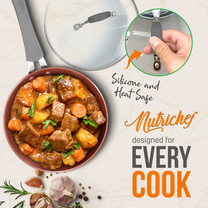 Nonstick Cookware Set, Even Heat, Ceramic Coating, Gray, 11 Pcs