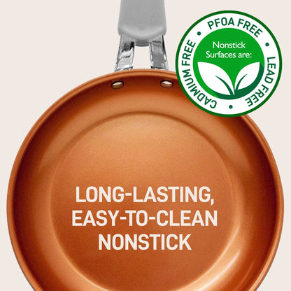 Nonstick Cookware Set, Even Heat, Ceramic Coating, Gray, 11 Pcs