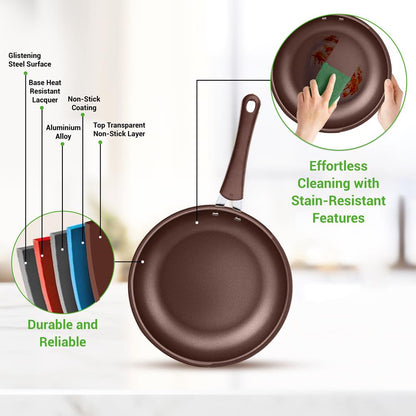 14-Piece Nonstick Cookware Set - Even Heat, Scratch-Resistant, Brown