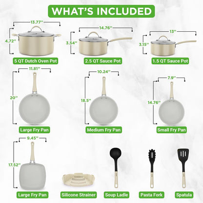 20-Piece Non-Stick Cookware Set, Easy-Clean Aluminum, White