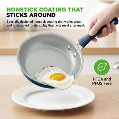 20 Pc Kitchen Set - Even Cooking Non-Stick Coating, Navy Blue