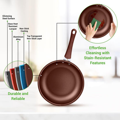 20-Piece Non-Stick Cookware Set, Even Heat, Cool-Touch Handles, Brown