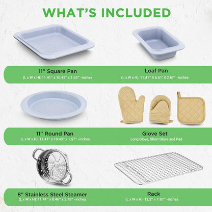 22-Piece Cookware Set, Non-Stick Marble Coating, Moon Grey