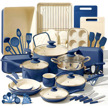 54-Piece Cookware Set, Even Heat Ceramic Non-Stick, Blue Gray
