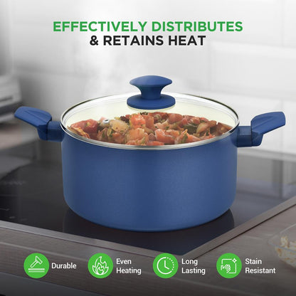 54-Piece Cookware Set, Even Heat Ceramic Non-Stick, Blue Gray