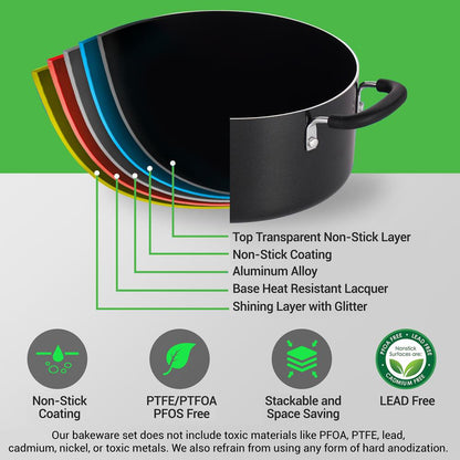 17-Piece Non-Stick Cookware Set - Space-Saving, Induction, Foldable Knob