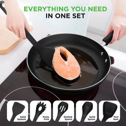 17-Piece Non-Stick Cookware Set - Space-Saving, Induction, Foldable Knob