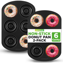 Nonstick Donut Pans 2-Pack, Easy Clean Carbon Steel, Oven Safe 450¬8F