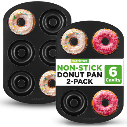 Nonstick Donut Pans 2-Pack, Easy Clean Carbon Steel, Oven Safe 450¬∞F