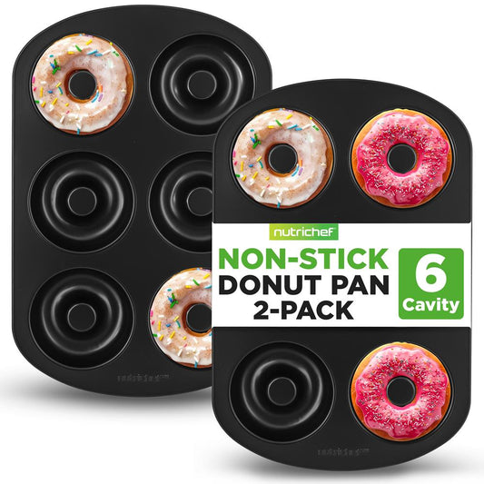 Nonstick Donut Pans 2-Pack, Easy Clean Carbon Steel, Oven Safe 450¬∞F