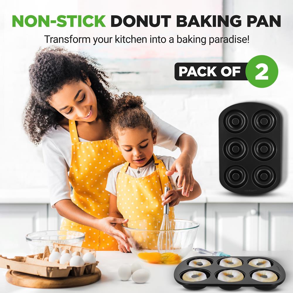 Nonstick Donut Pans 2-Pack, Easy Clean Carbon Steel, Oven Safe 450°F - Thumbnail 4
