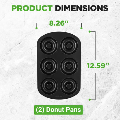 Nonstick Donut Pans 2-Pack, Easy Clean Carbon Steel, Oven Safe 450¬∞F