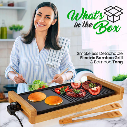 product image number 2 for NutriChef Detachable Electric Bamboo Grill