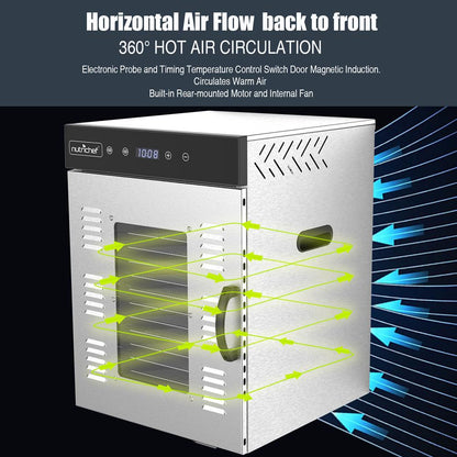 Electric Food Dehydrator 16 Trays Stainless Steel Digital Timer 1500W
