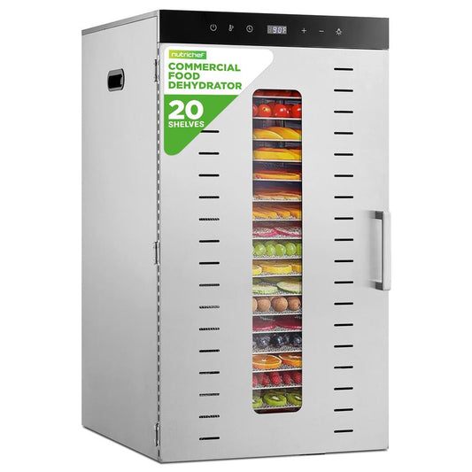 20-Shelf Food Dehydrator, Digital Timer, Stainless Steel, Easy Monitoring