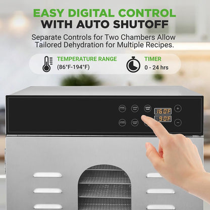 32-Layer Food Dehydrator, Large Capacity, Stainless Steel, Digital Timer