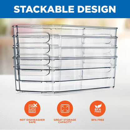 8-Piece Clear Fridge Organizer Set, BPA-Free, Shatter-Resistant Plastic