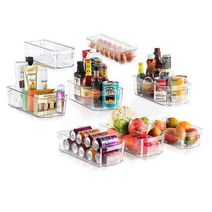 8-Piece Clear Fridge Organizer Set, BPA-Free, Shatter-Resistant Plastic