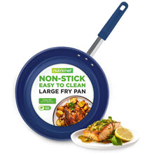 12" Nonstick Fry Pan - Easy Clean Ceramic Coating, Blue Silicone Handle