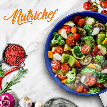 8" Nonstick Fry Pan - Easy Clean Ceramic, Blue Silicone Handle