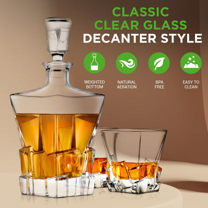 Whiskey Decanter, Enhances Taste, Crystal Glass, 750ml Capacity