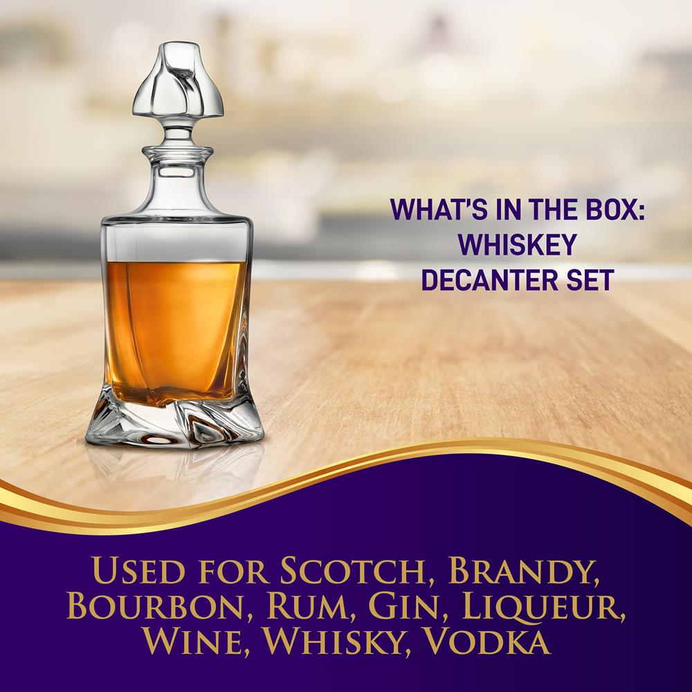 Whiskey Decanter Enhances Taste Crystal Glass 750ml Capacity