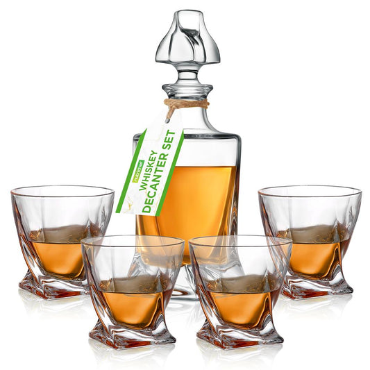 Whiskey Decanter Set - Enhances Flavor - Crystal Glass - Clear
