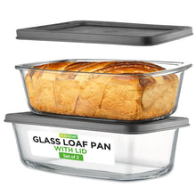 4-Piece Glass Loaf Pan Set, Airtight, High Borosilicate, Clear