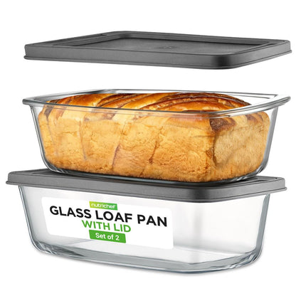 4-Piece Glass Loaf Pan Set, Airtight, High Borosilicate, Clear