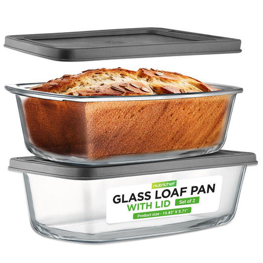 4-Piece Glass Loaf Pan Set, Airtight, High Borosilicate, Clear