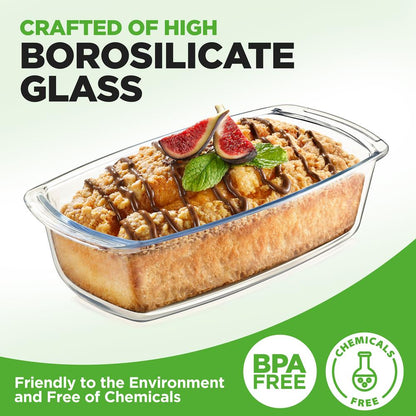 4-Piece Glass Loaf Pan Set, Airtight, High Borosilicate, Clear