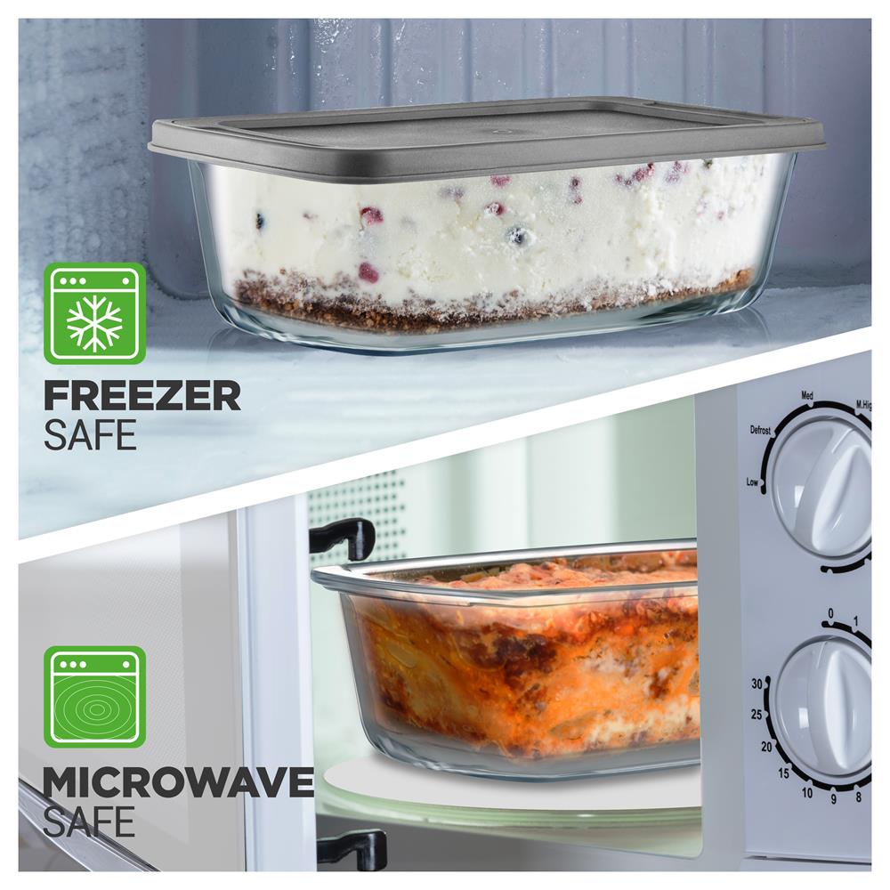 4-Piece Glass Loaf Pan Set, Airtight, High Borosilicate, Clear