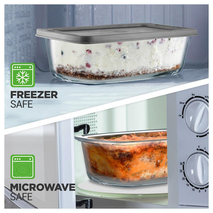 4-Piece Glass Loaf Pan Set, Airtight, High Borosilicate, Clear