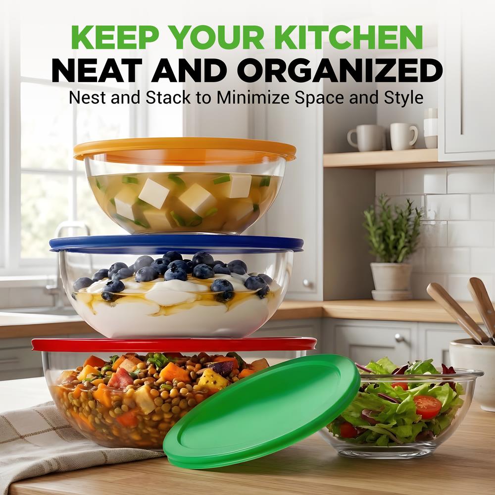 Superior Glass Mixing Bowls With PE Lids