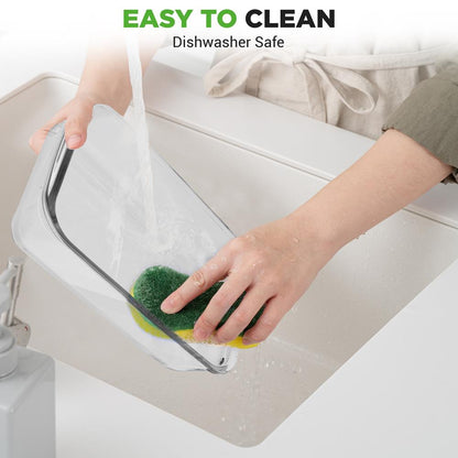 8-Piece Glass Bakeware Set, Stackable, Borosilicate, Blue Lids