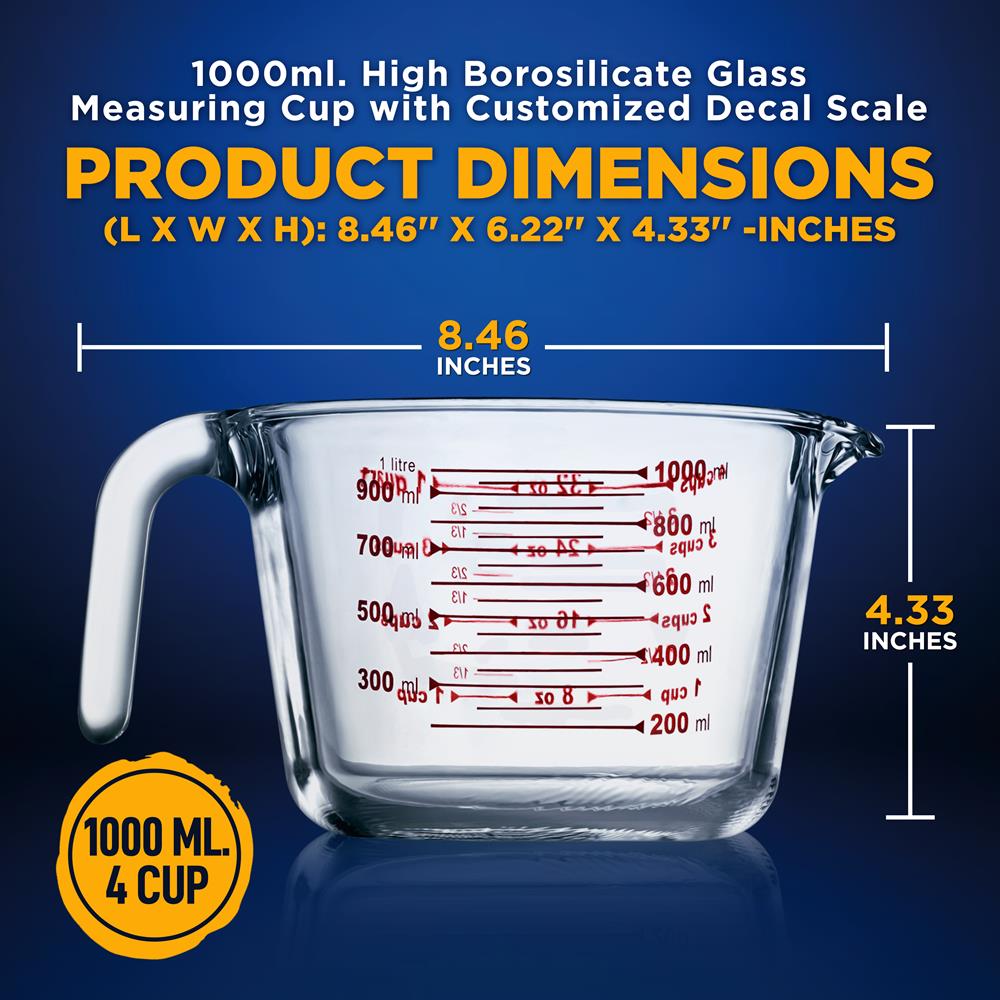 product image number 2 for NutriChef Premium Glass Measuring Cup