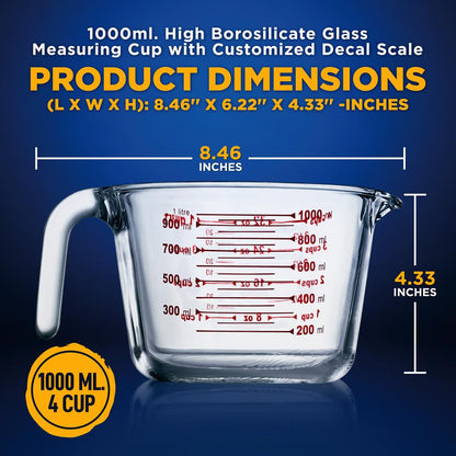 product image number 2 for NutriChef Premium Glass Measuring Cup
