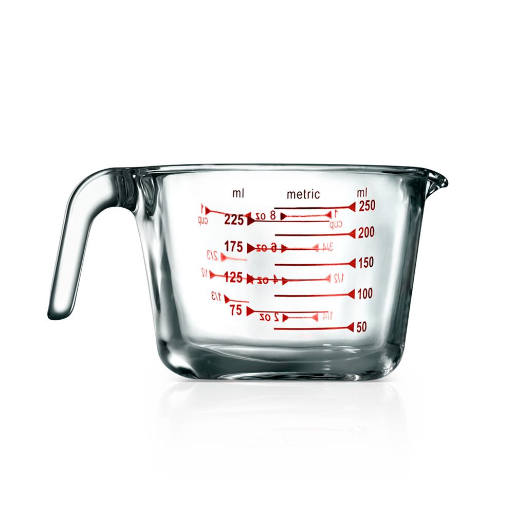 Glass Measuring Cup 250ml - Precise Pouring, Borosilicate, Clear