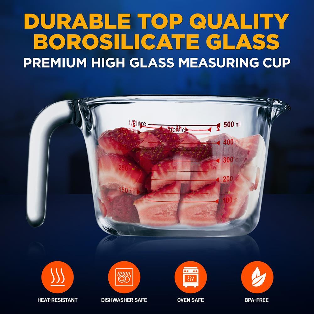 Glass Measuring Cup 500ml Precise Pouring Borosilicate Glass - Thumbnail 4