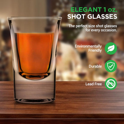Shot Glasses 4-Pack, Thermal Shock Resistant, Thick Glass, Clear