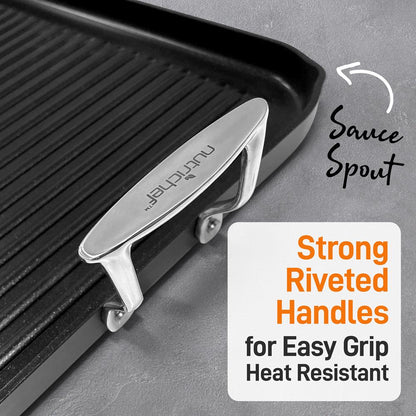 Stove Top Grill Pan - Nonstick, Even Heating, Hard-Anodized Aluminum