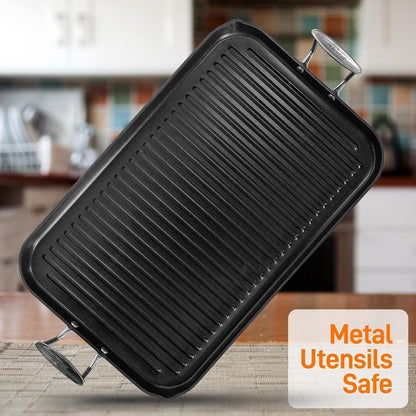 Stove Top Grill Pan - Nonstick, Even Heating, Hard-Anodized Aluminum