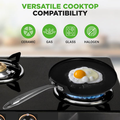 12" Nonstick Crepe Pan, Even Heating, Hard-Anodized, Dishwasher Safe