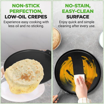 12" Nonstick Crepe Pan, Even Heating, Hard-Anodized, Dishwasher Safe