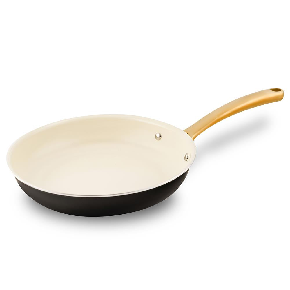 10" Non-Stick Frying Pan, Even Heat, Ceramic Coating, Golden Handle