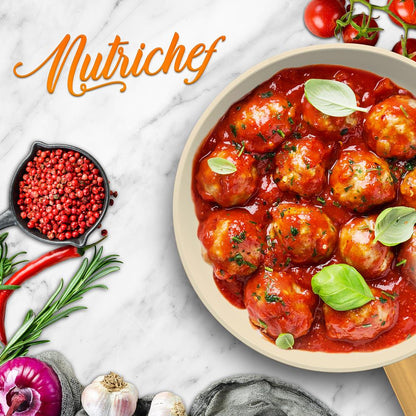 12" Non-Stick Frying Pan, Even Heat, Ceramic Coating, Golden Handle