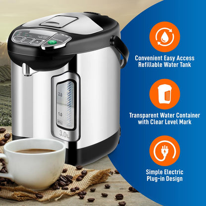 Electric Water Boiler 3L Instant Heat Stainless Steel