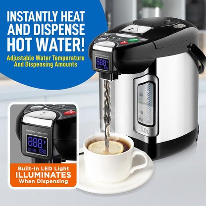 Digital Water Boiler 3L - Instant Heating, LCD Display, Stainless Steel